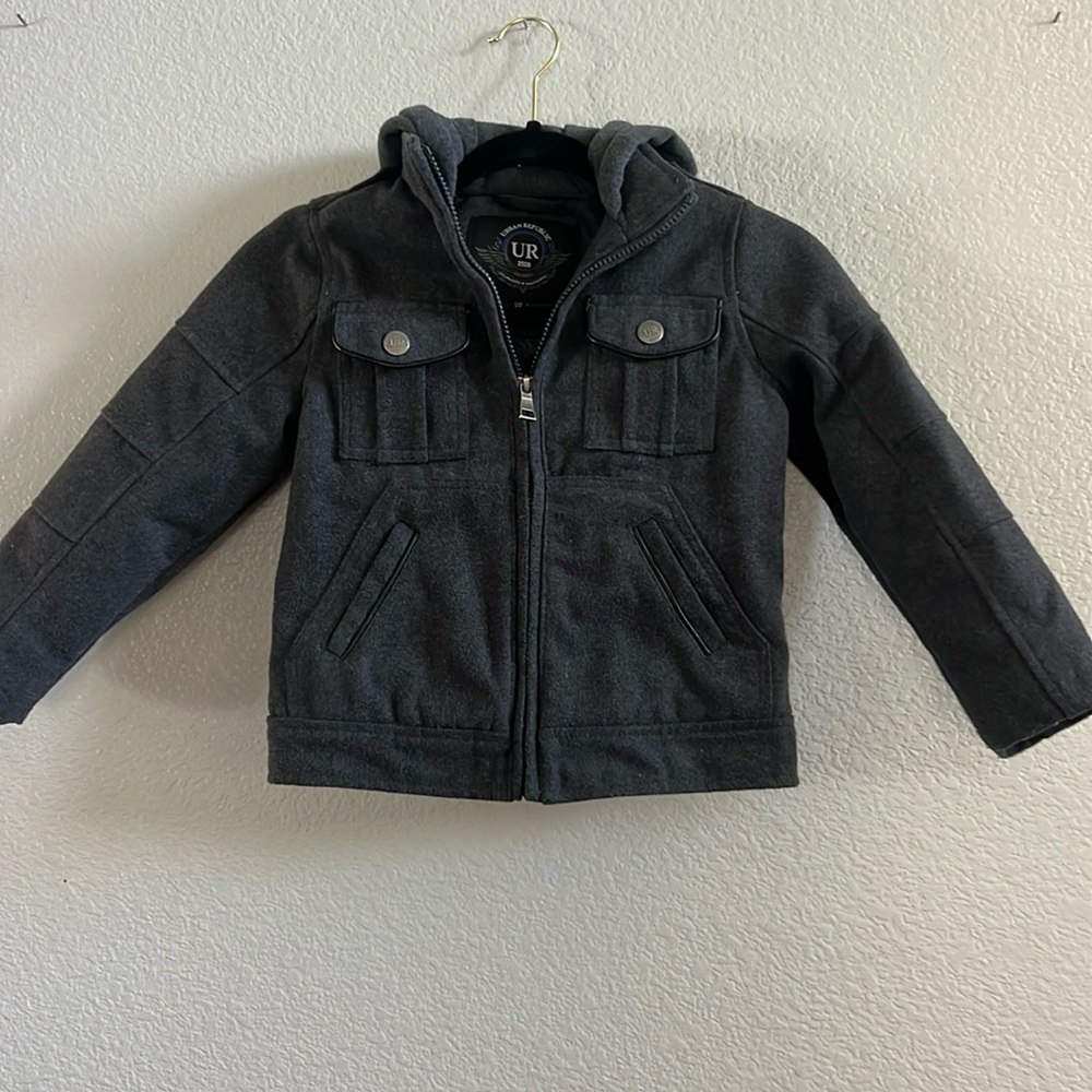 Urban Republic boys gray wool hooded jacket coat size XS 5/6